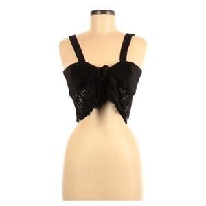 A.E.L.Y Halter top black ribbed black velvet lace tie whimsigoth festival NWT M